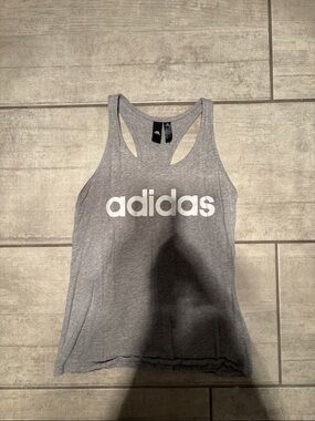 $5 ADD ON adidas Light Gray Logo Racerback Tank Top